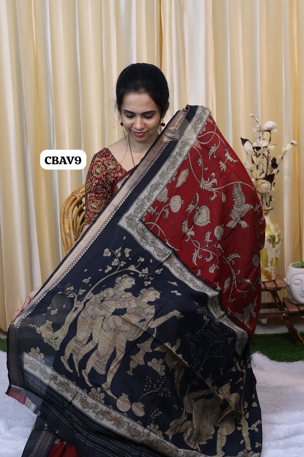 Maheshwari semi soft silk with kalamkari design๐๐๐ โ Rishi Boutique