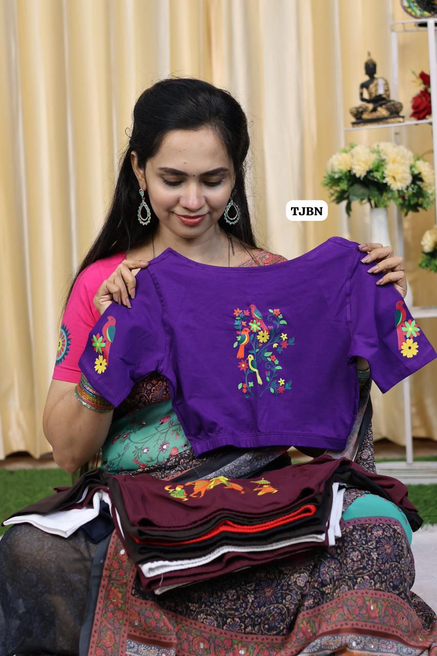 Premium quality readymade elastic blouse with printed design 😍⏰