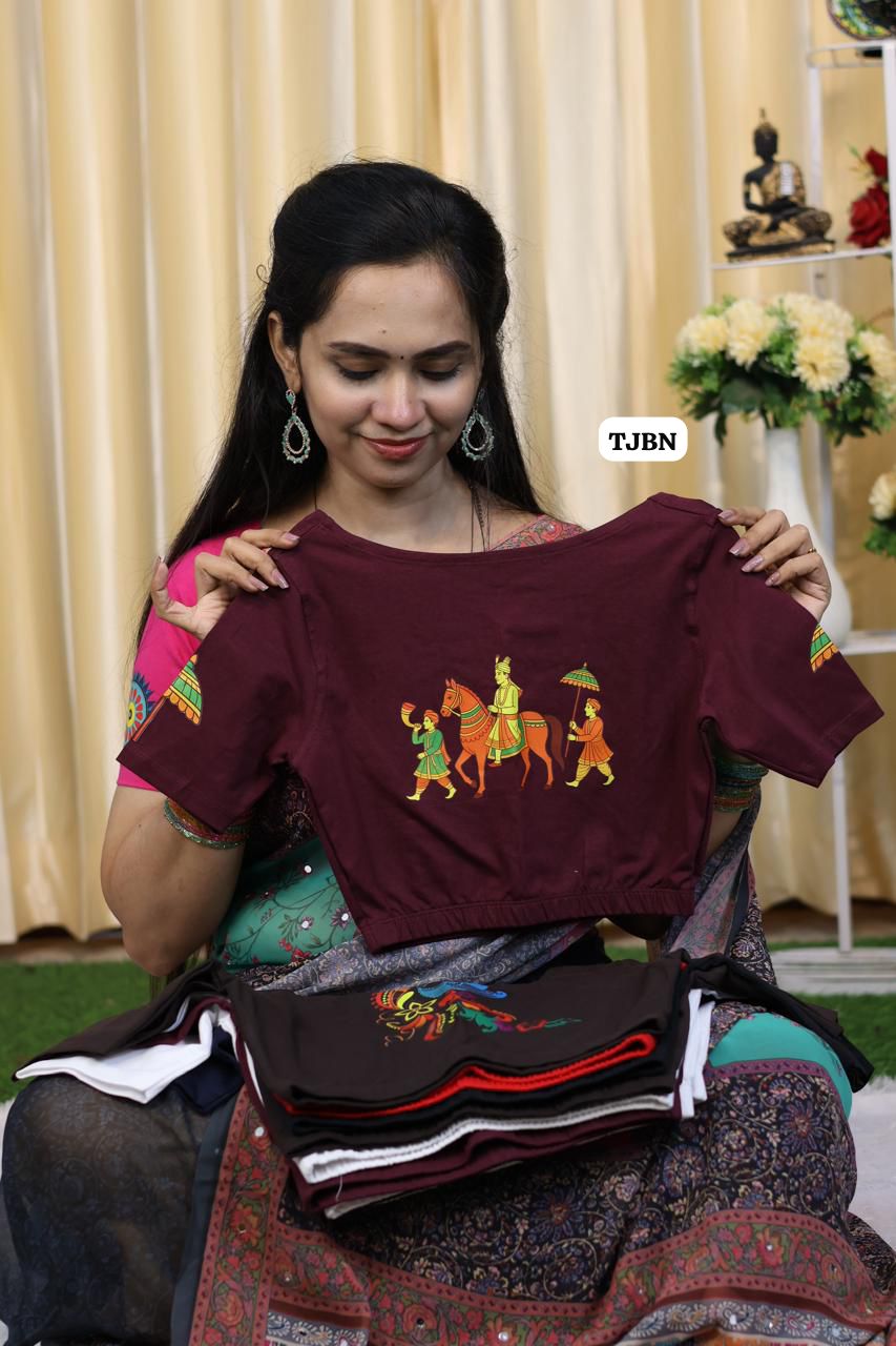 Premium quality readymade elastic blouse with printed design 😍⏰