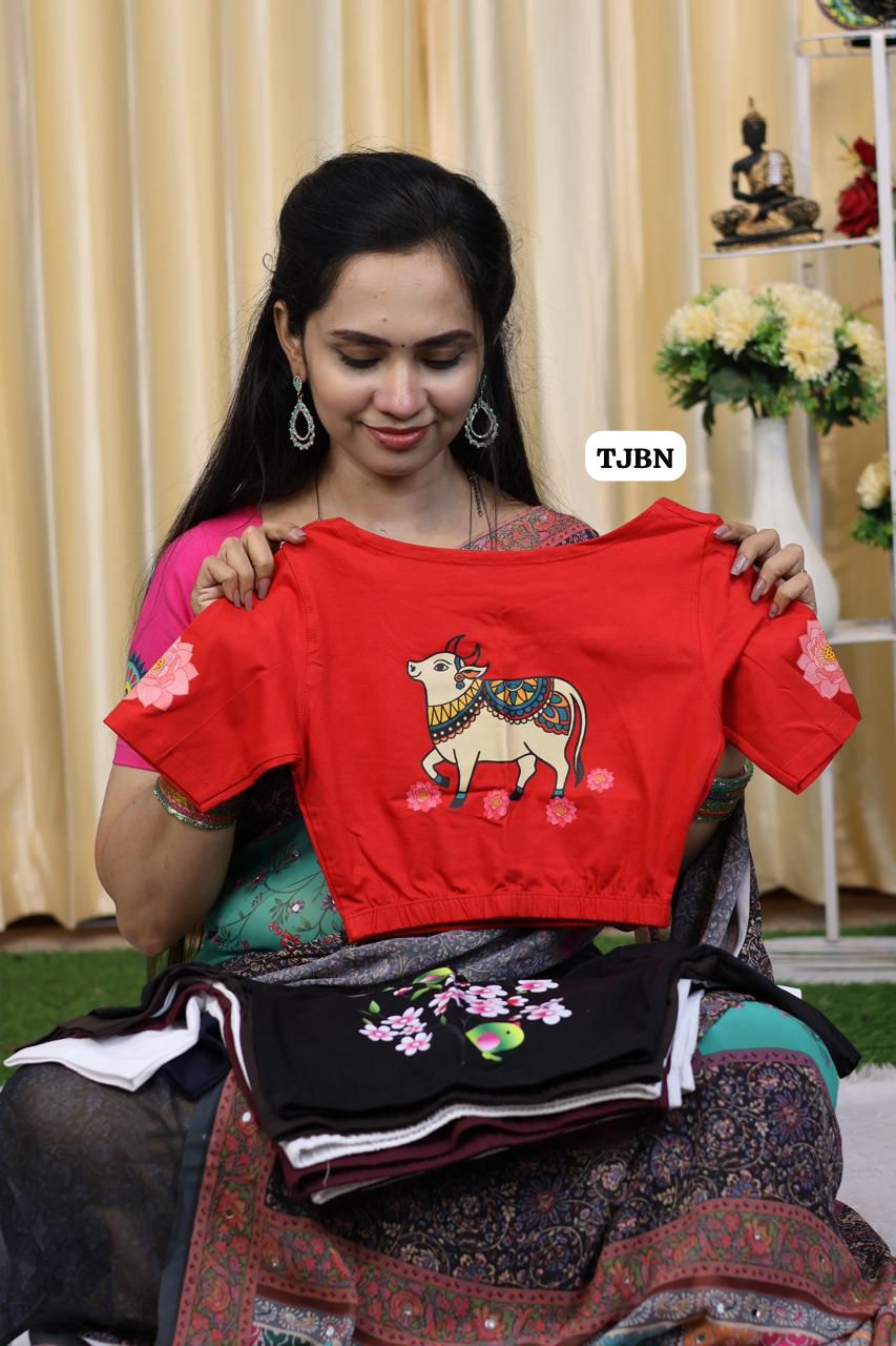 Premium quality readymade elastic blouse with printed design 😍⏰