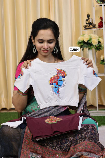 Premium quality readymade elastic blouse with printed design 😍⏰
