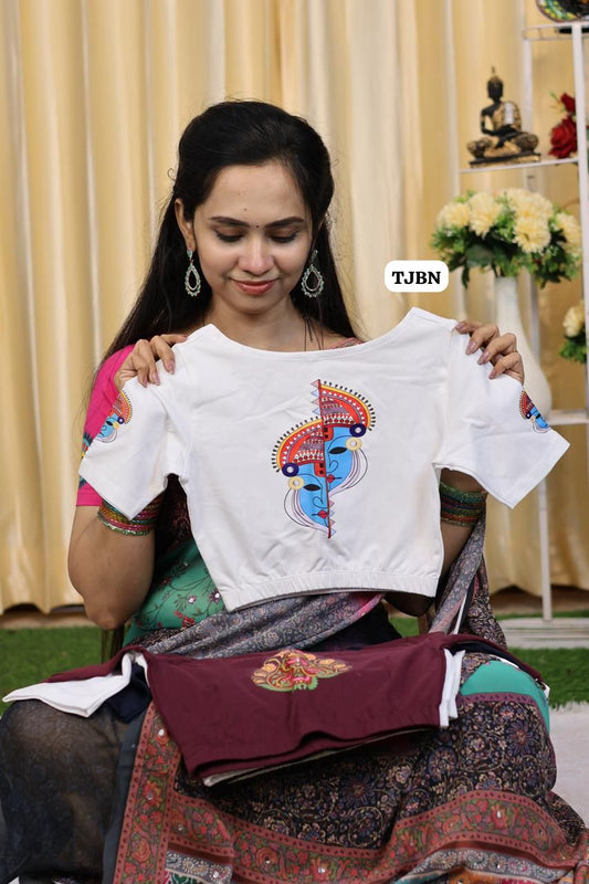 Premium quality readymade elastic blouse with printed design 😍⏰