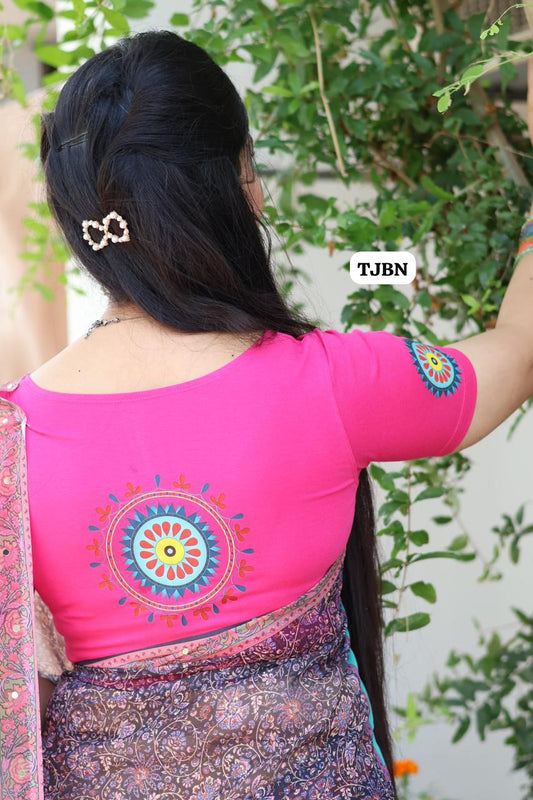 Premium quality readymade elastic blouse with printed design 😍⏰