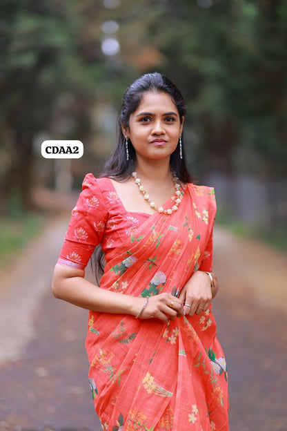 Linen cotton saree 🥰😎🌈📚