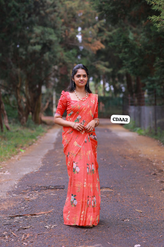 Linen cotton saree 🥰😎🌈📚