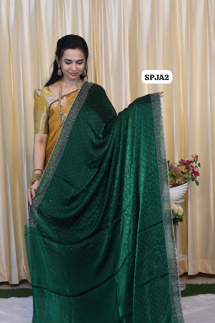 Premium space silk sarees with real jarkhan diamond work😍😎