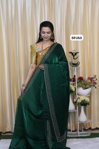 Premium space silk sarees with real jarkhan diamond work😍😎