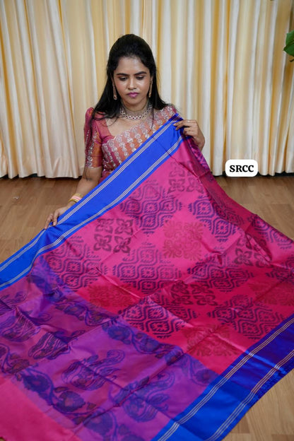 Soft silk sarees with Poachampally design🥰😎📚