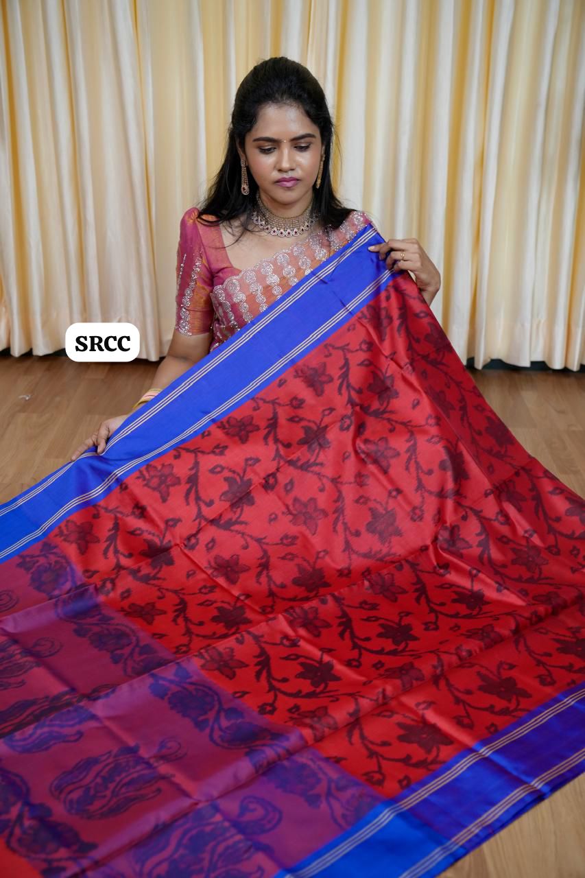 Soft silk sarees with Poachampally design🥰😎📚