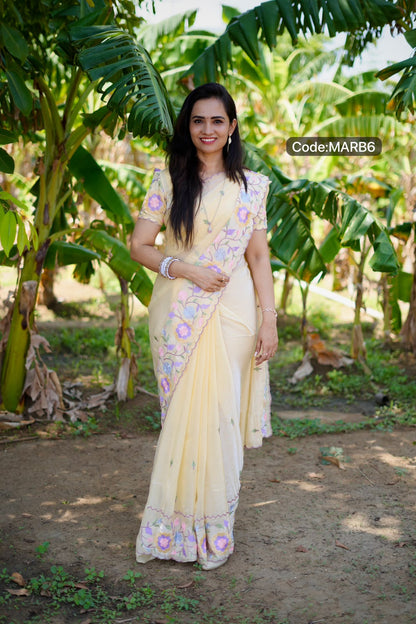 Space silk saree with embroidery work🥳