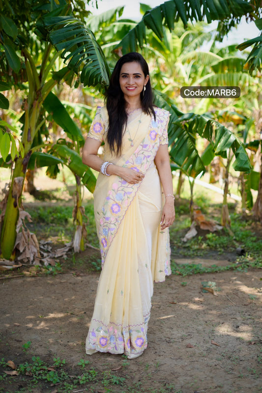 Space silk saree with embroidery work🥳