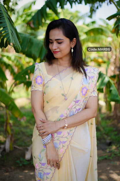 Space silk saree with embroidery work🥳