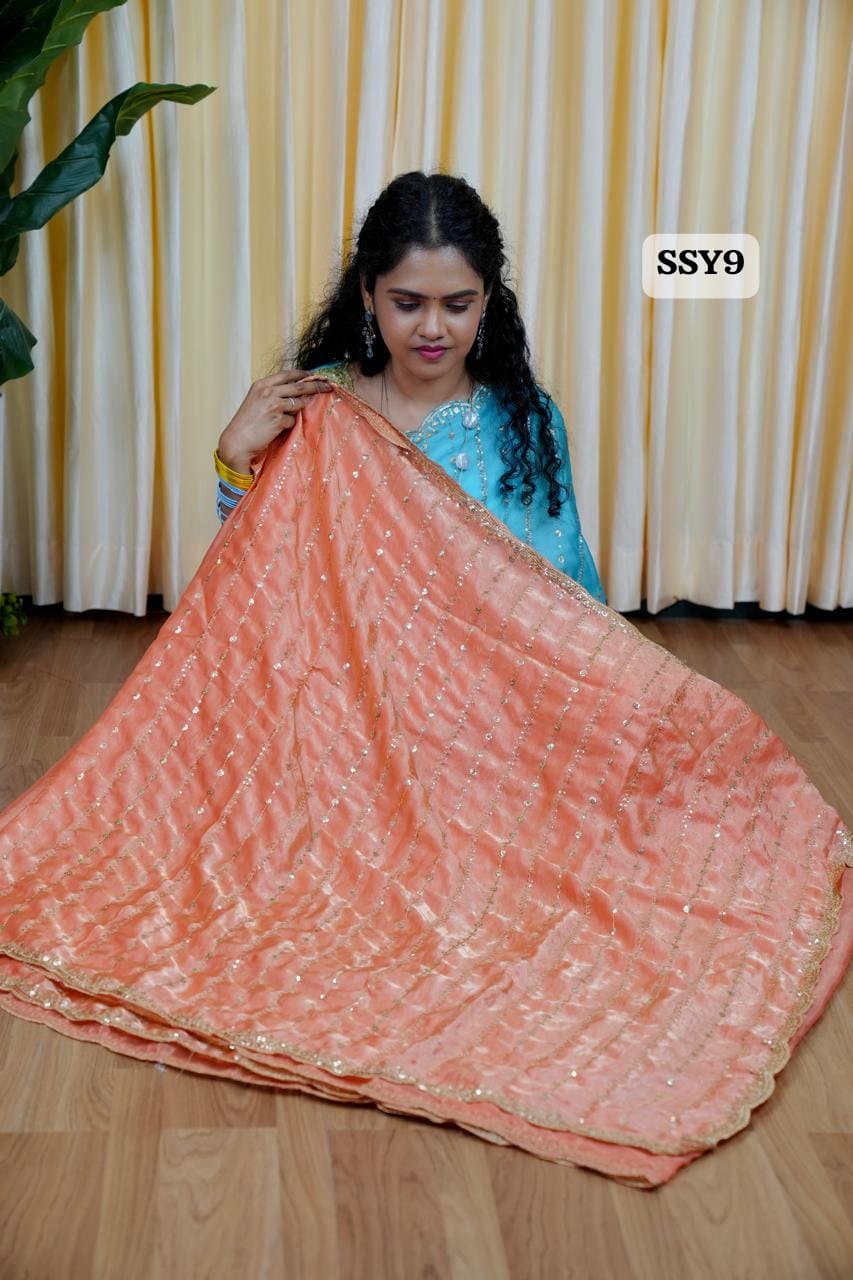 Premium space silk with Sequence work🥰😎🌈