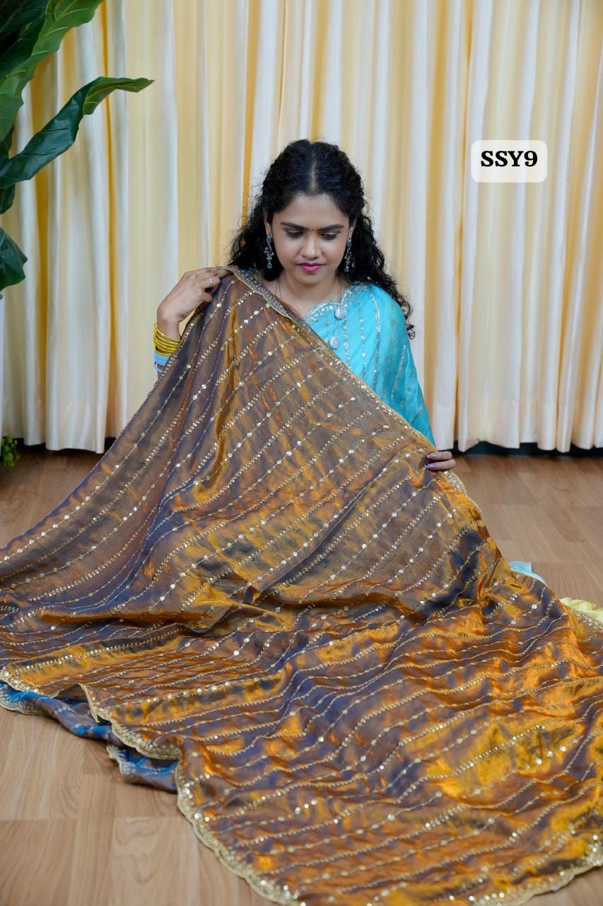 Premium space silk with Sequence work🎁🌈