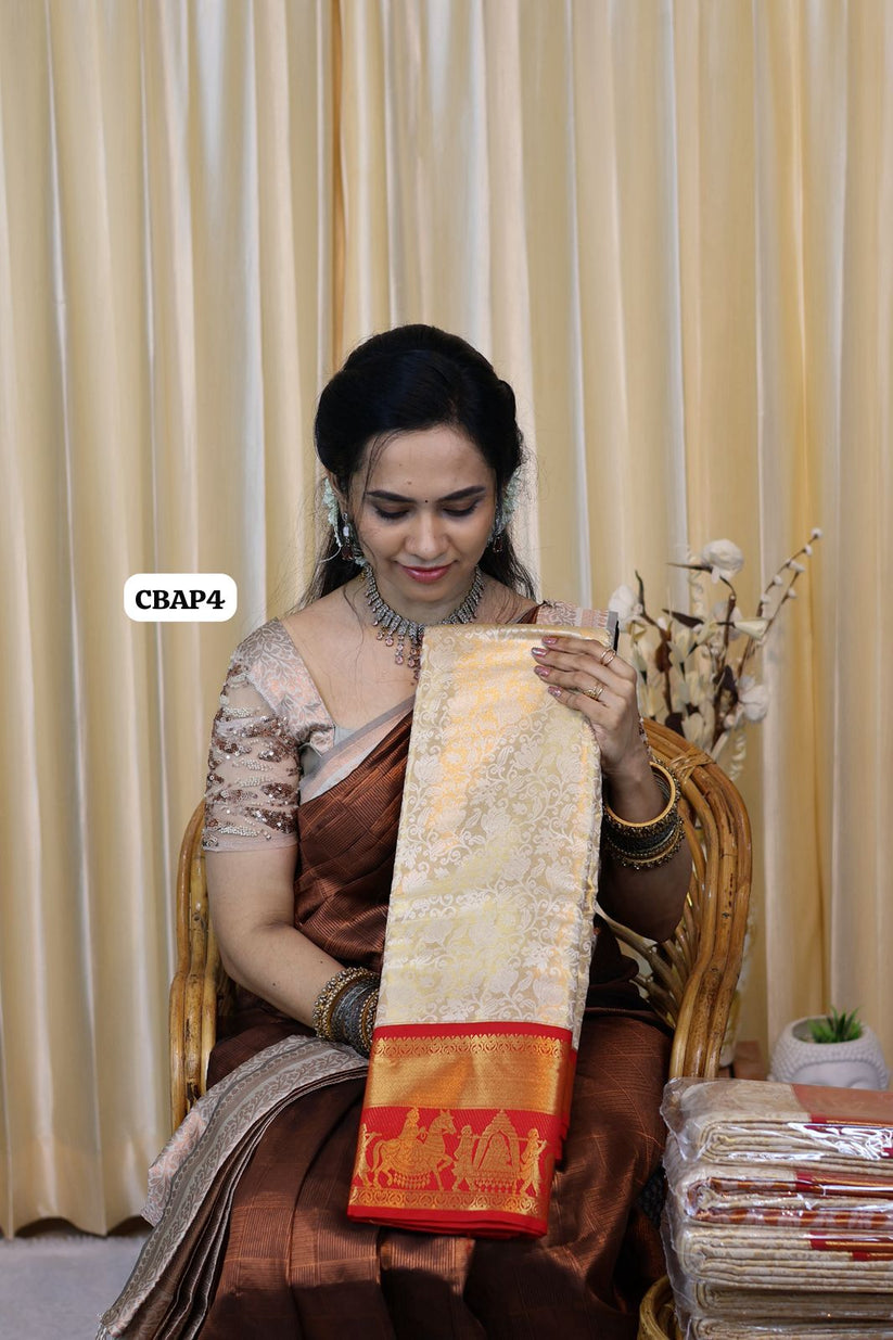 Bridal Kanchi semi soft silk saree- ๐๐๐ โ Rishi Boutique