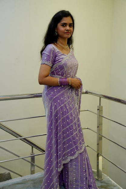 Heavy premium space silk sarees with katdana beads work 🥳prebook