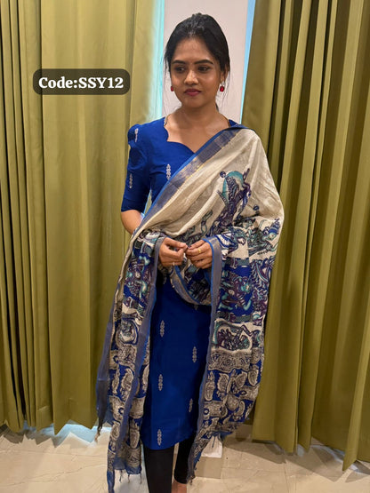 Raw silk salwar with Kalamkari Chennuri dupatta🥰😎📚stitched prebook
