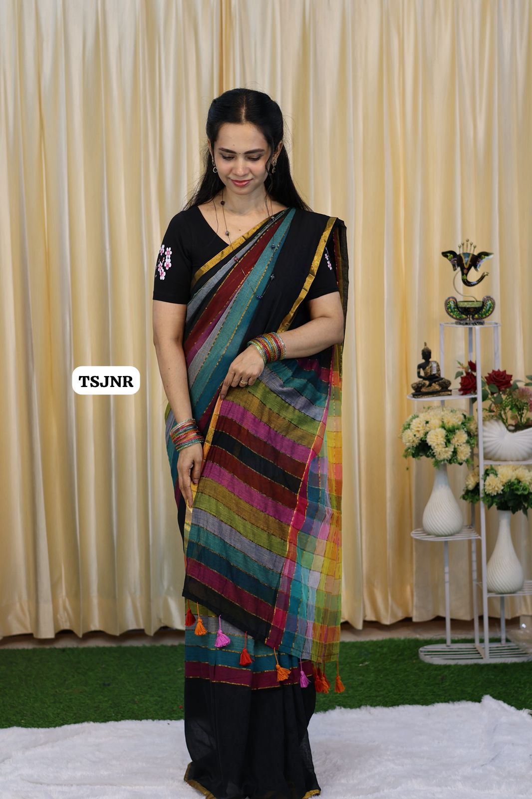 Mul cotton rainbow saree with border🥳