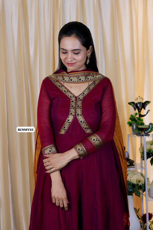 Merron color Cotton salwar set stitched 🥳✅