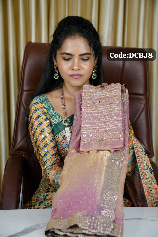 Space silk saree with jarkhand diamond work-Prebook😍😎⏰📚