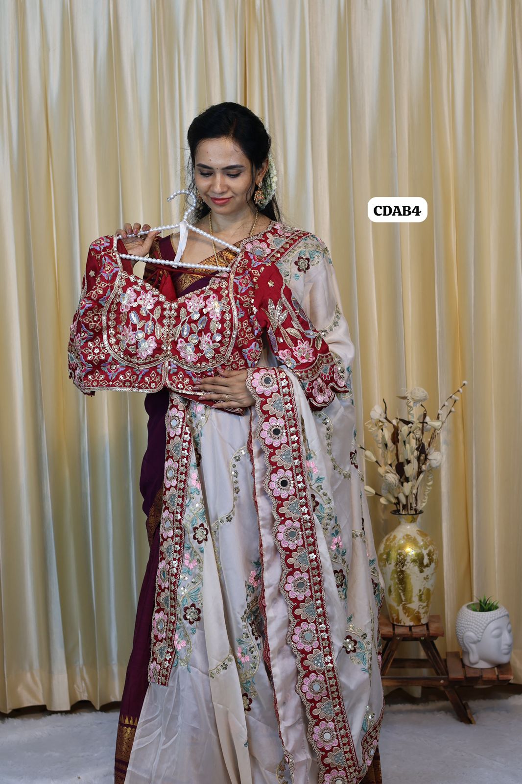 Soft rangoli silk sequence & Embroidery work with real mirror work saree with stitched blouse (40-44 alterable) 😍🥳