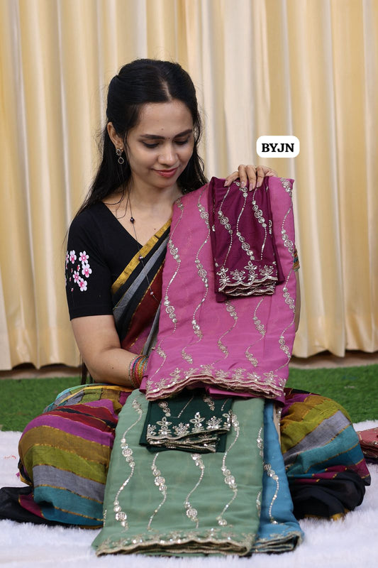 Ramzan offer Designer saree with sequins work📚🌈
