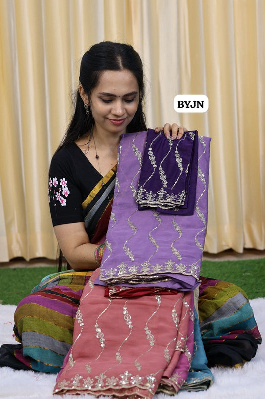 Ramzan offer Designer saree with sequins work📚🌈