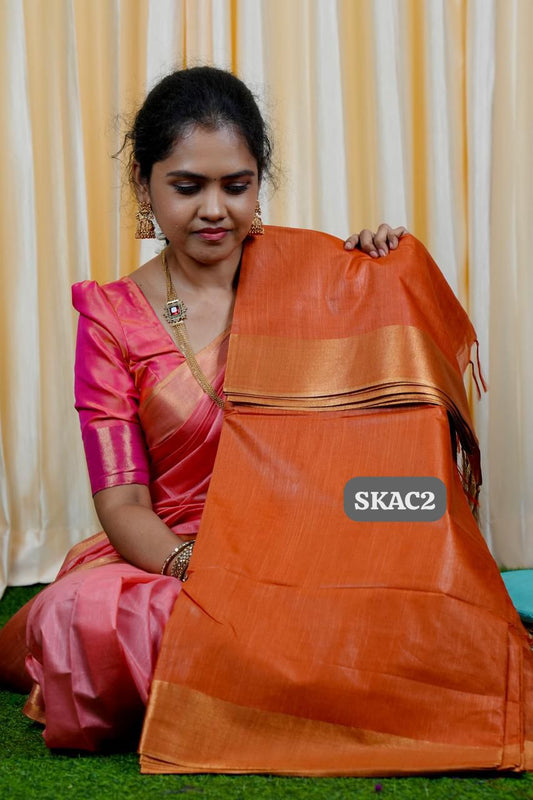 Raw silk sarees with running blouse👇