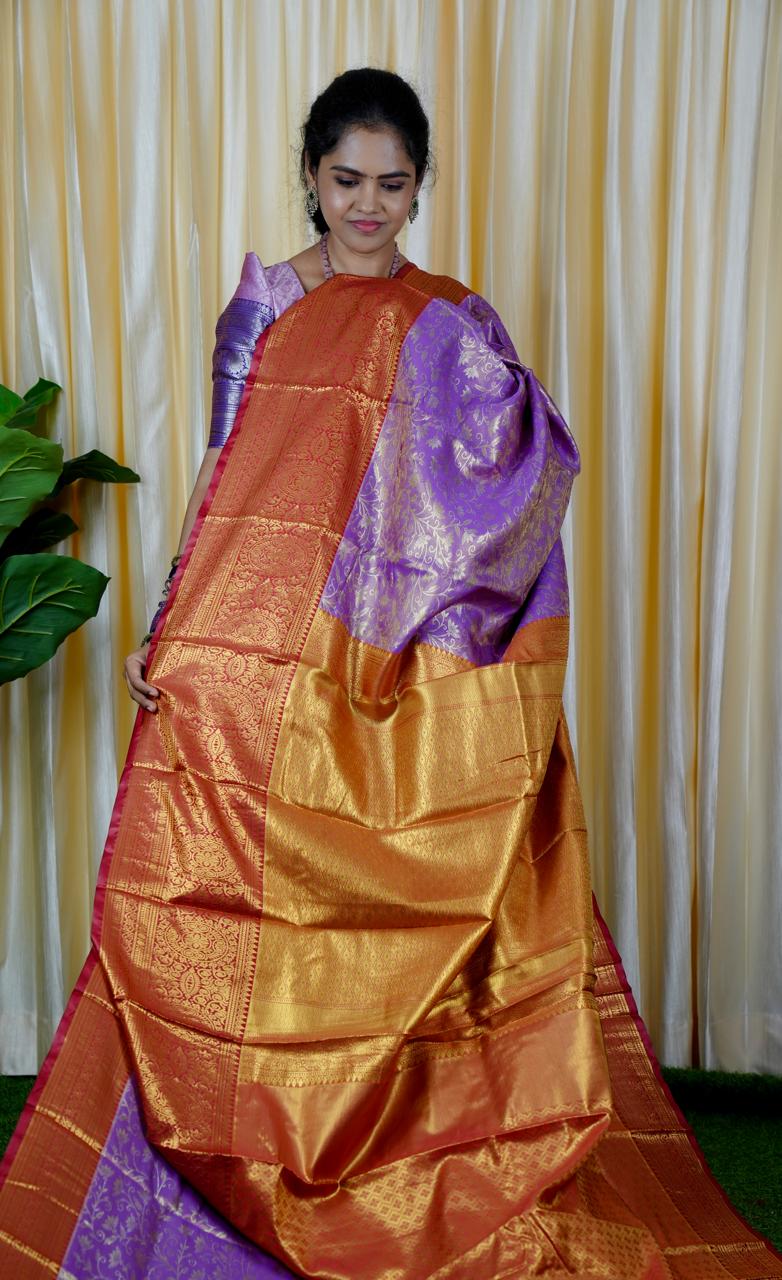 Kanchipuram inspired semi silk🍄🥳silver
