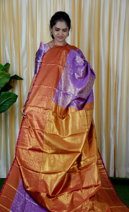 Kanchipuram inspired semi silk🍄🥳silver
