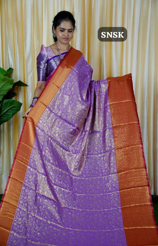 Kanchipuram inspired semi silk🍄🥳silver