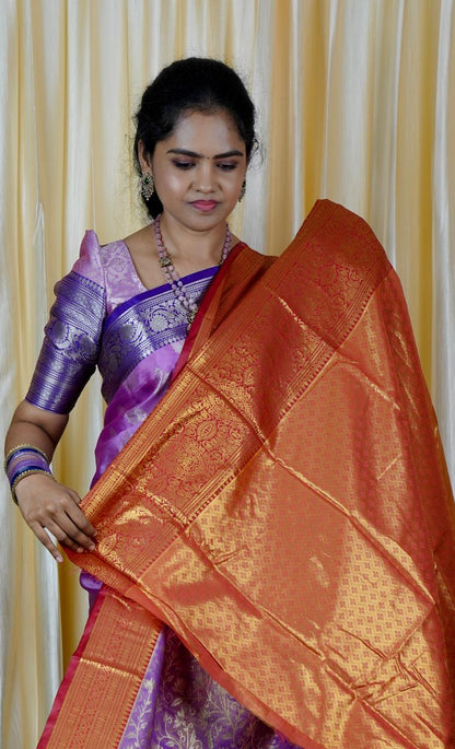 Kanchipuram inspired semi silk🍄🥳silver