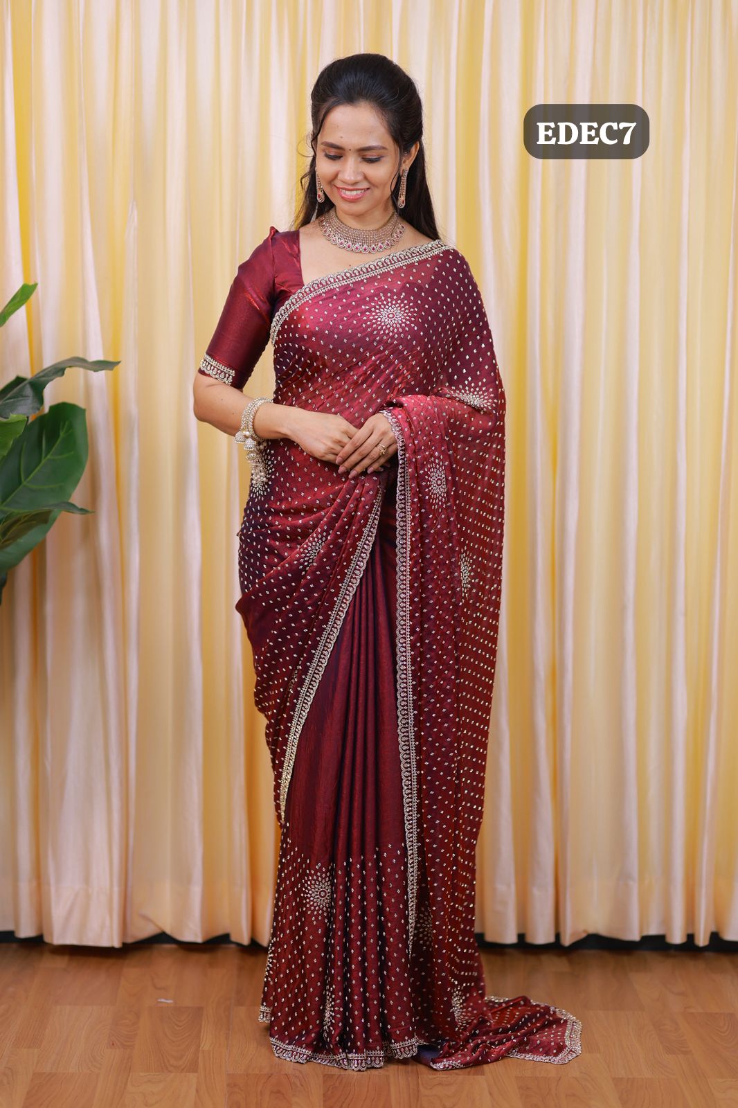 premium quality space silk saree with Real stone work🥳