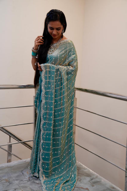 Heavy premium space silk sarees with katdana beads work 🥳✅ prebook