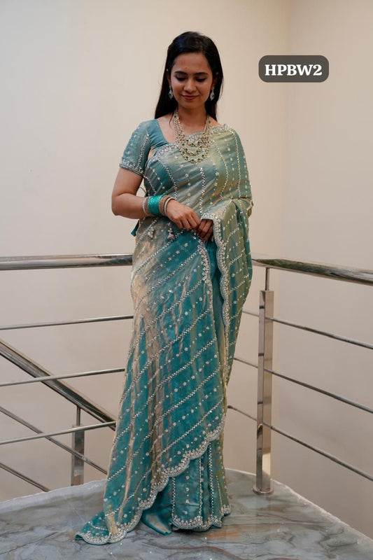 Heavy premium space silk sarees with katdana beads work 🥳✅