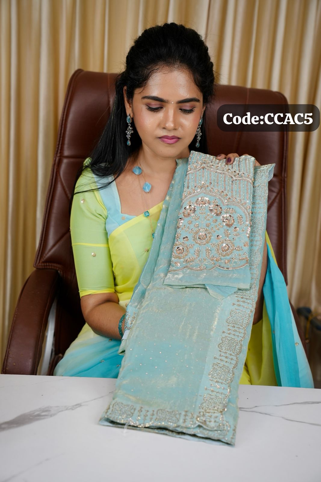 Space silk with jarkhand diamond work saree🎁