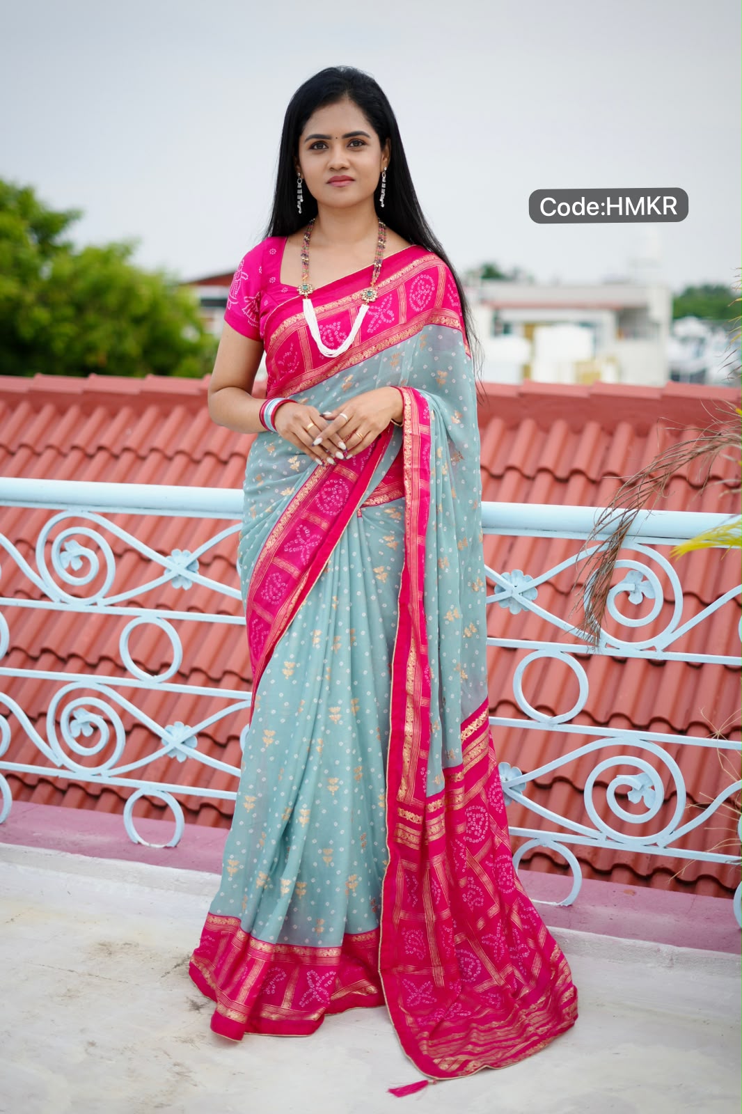 Georgette sarees with bandhini prints🥰😎🥳
