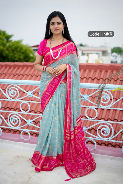 Georgette sarees with bandhini prints🥰😎🥳