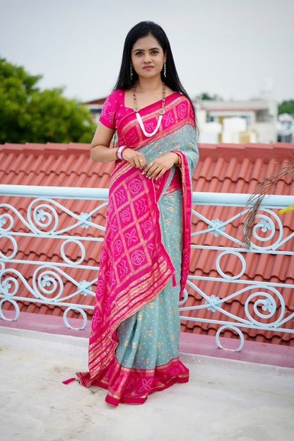 Georgette sarees with bandhini prints🥰😎🥳