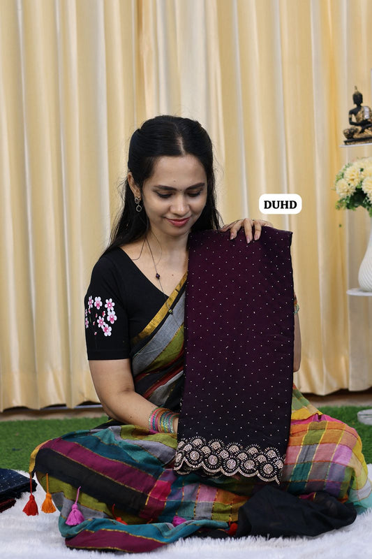 Premium quality space silk saree in double shade heavy  jarkhand work with cutwork border🥳
