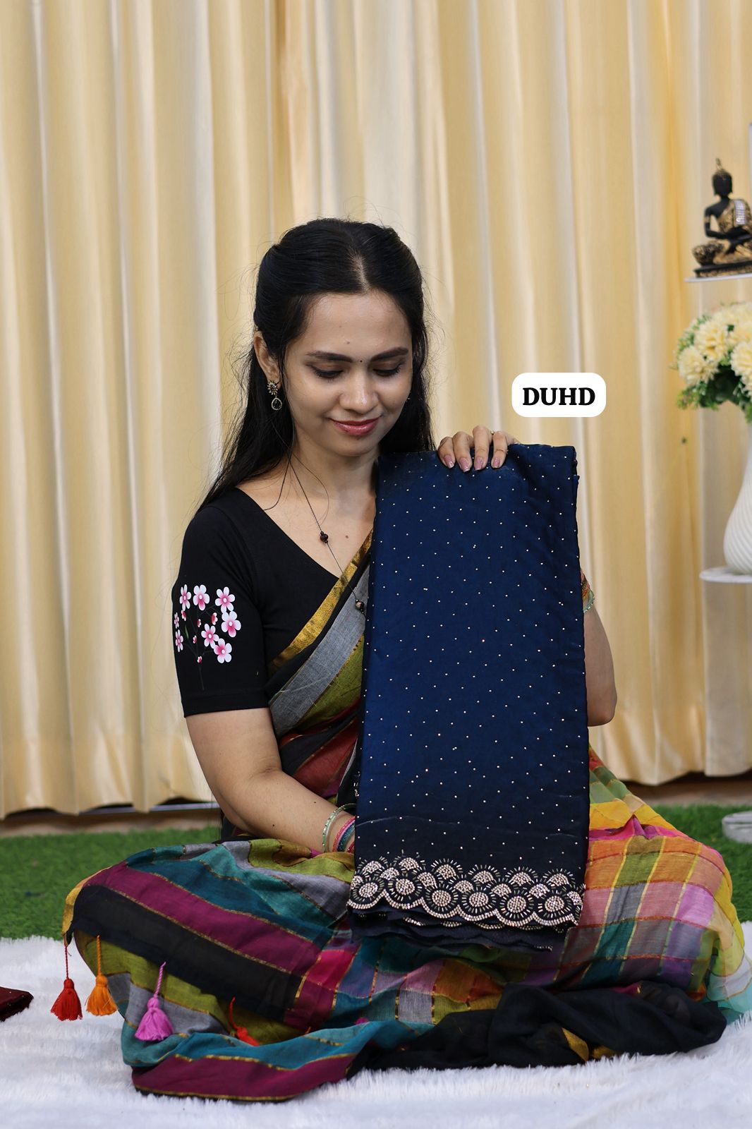 Premium quality space silk saree in double shade heavy  jarkhand work with cutwork border🥳