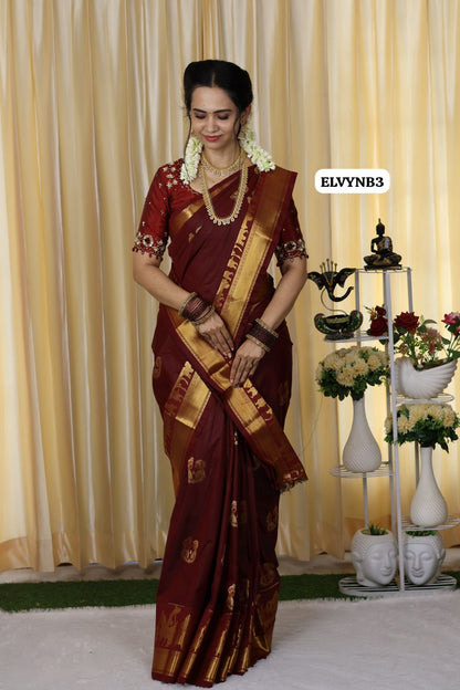 Pallakku design Premium Kanchi semi soft silk saree in pallakku design 🥳