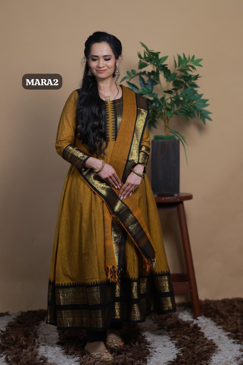 Premium Chettinad kanchi cotton Fully stitched anarkali suit(Stitched)🥰