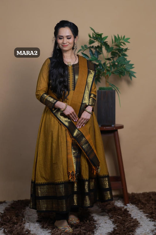 Premium Chettinad kanchi cotton Fully stitched anarkali suit(Stitched)🥰
