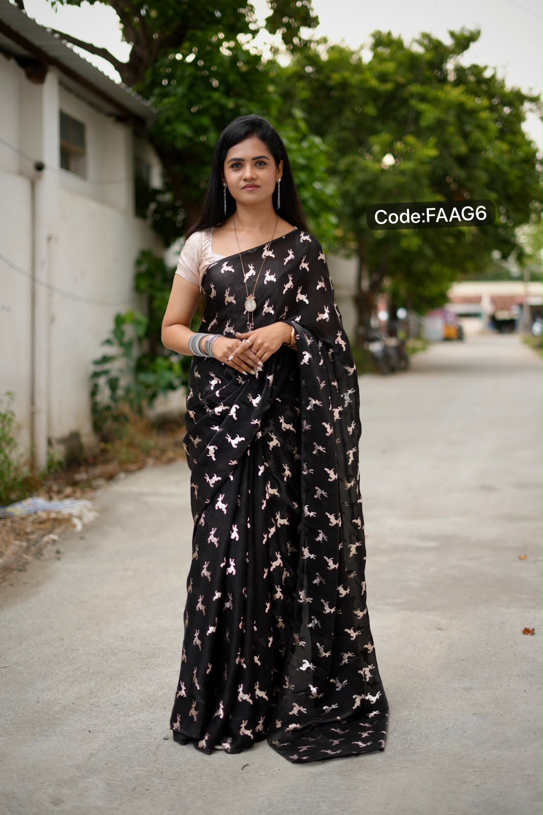 Designer Fendi Silk Saree with Foil Work same blouse shown in picture 🥰😎🥳