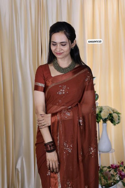 Viscose georgette saree😍🥳