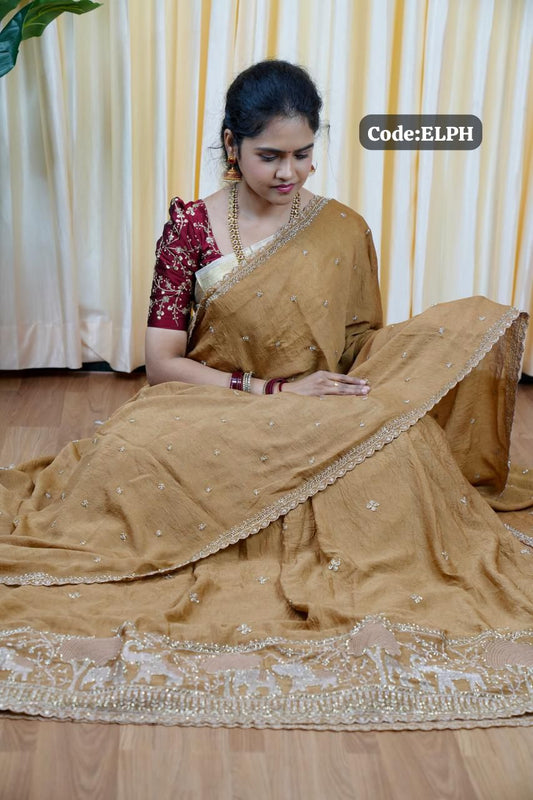 Half saree with stitched blouse and skirt 🥳