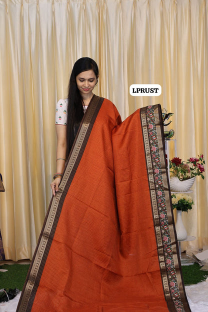 Vairaoosi rust semi silk cotton sarees😍