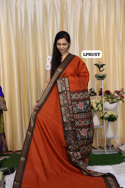 Vairaoosi rust semi silk cotton sarees😍