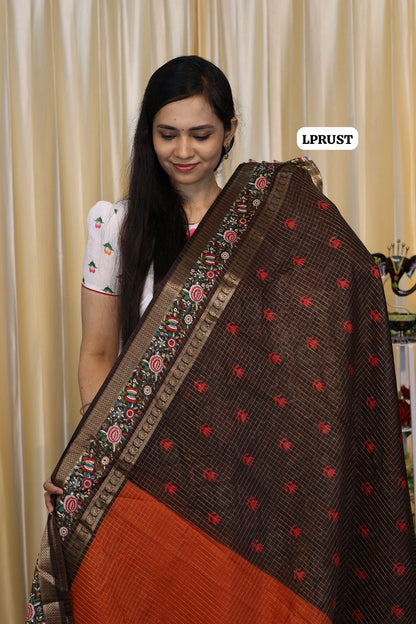 Vairaoosi rust semi silk cotton sarees😍